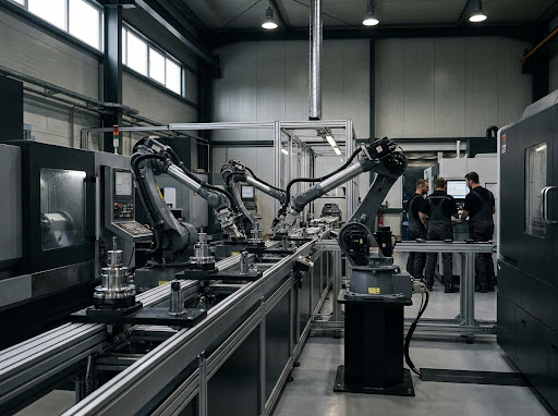 Línea de producción en una planta de manufactura